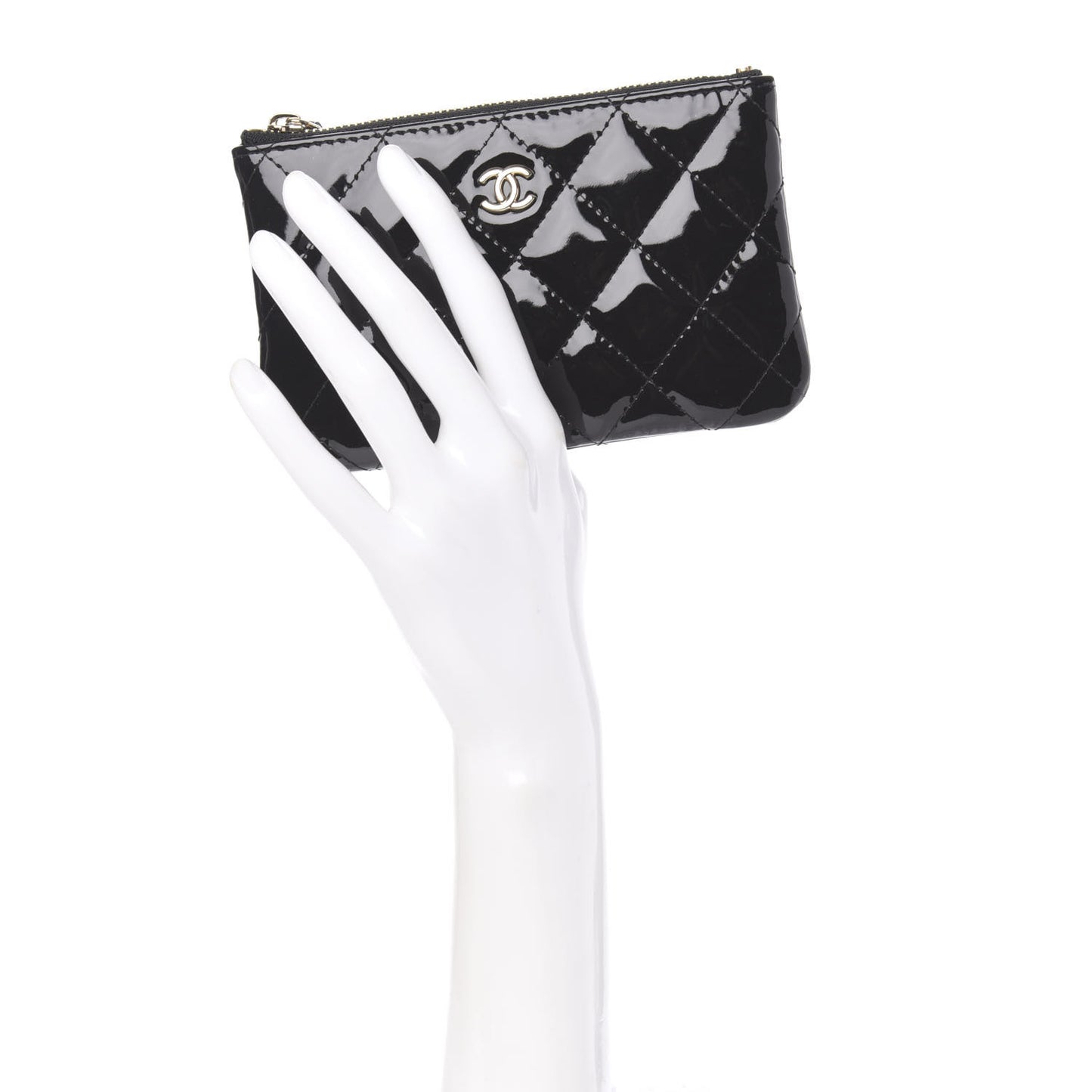 Patent Quilted Small Cosmetic Case Black