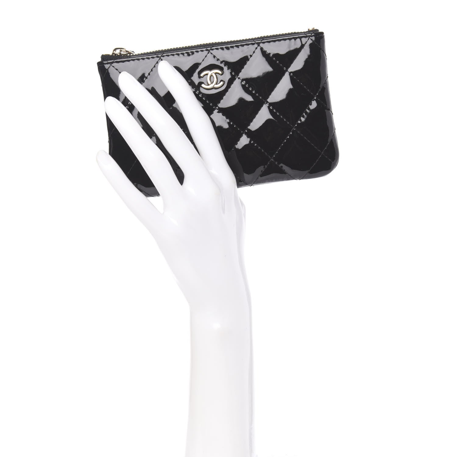 Chanel Patent Quilted Small Cosmetic Case Black 2 of 11