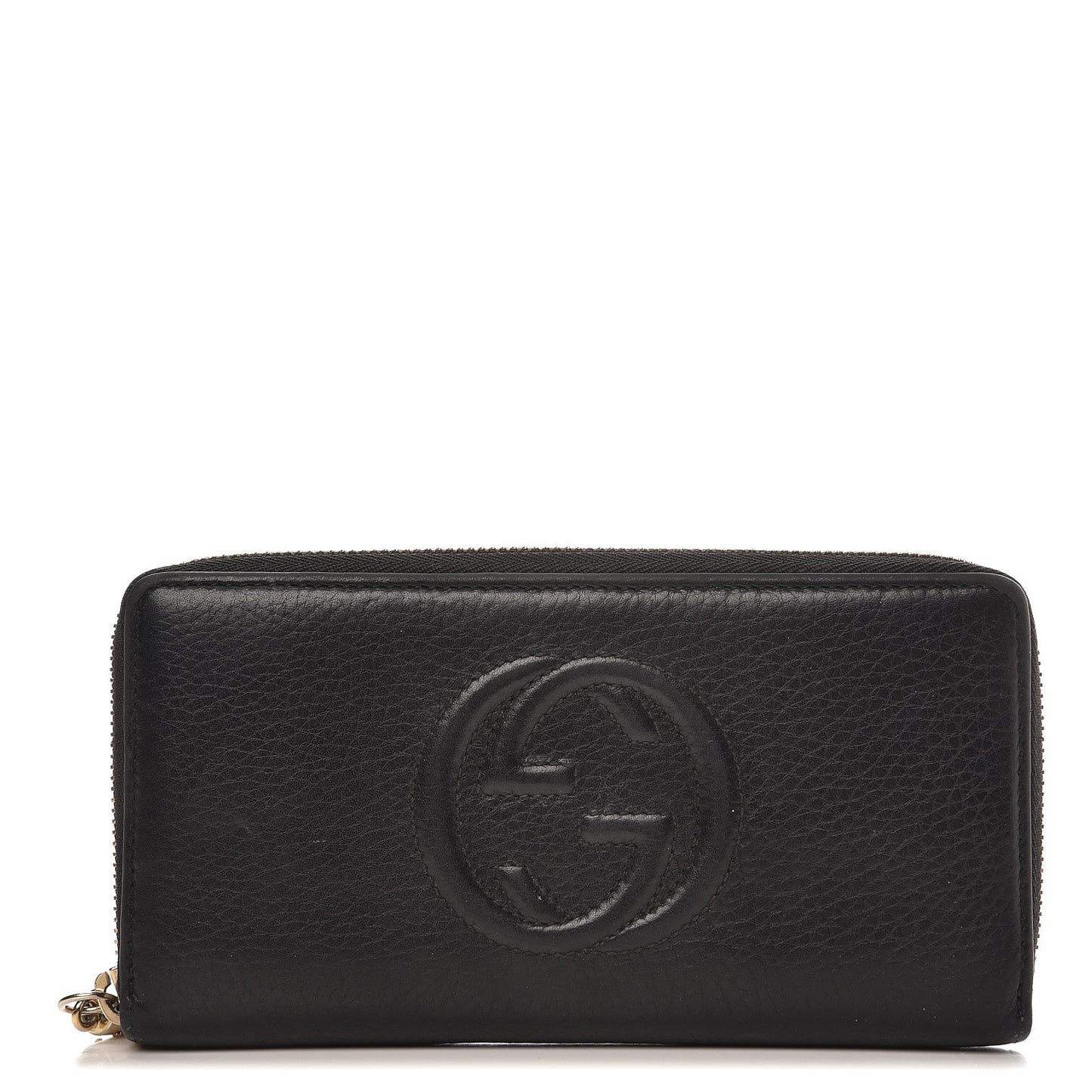Pebbled Calfskin Soho Zip Around Wallet Black
