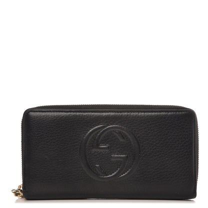 Gucci Pebbled Calfskin Soho Zip Around Wallet Black 1 of 10