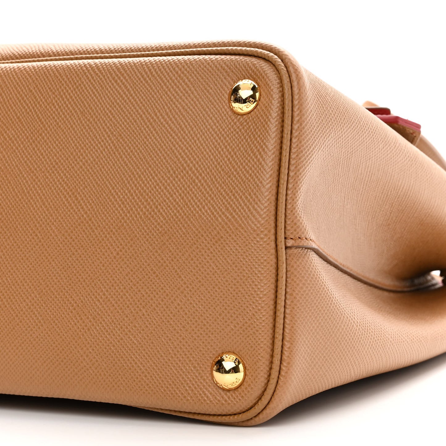 Saffiano Cuir Small Double Bag Caramel Fuoco