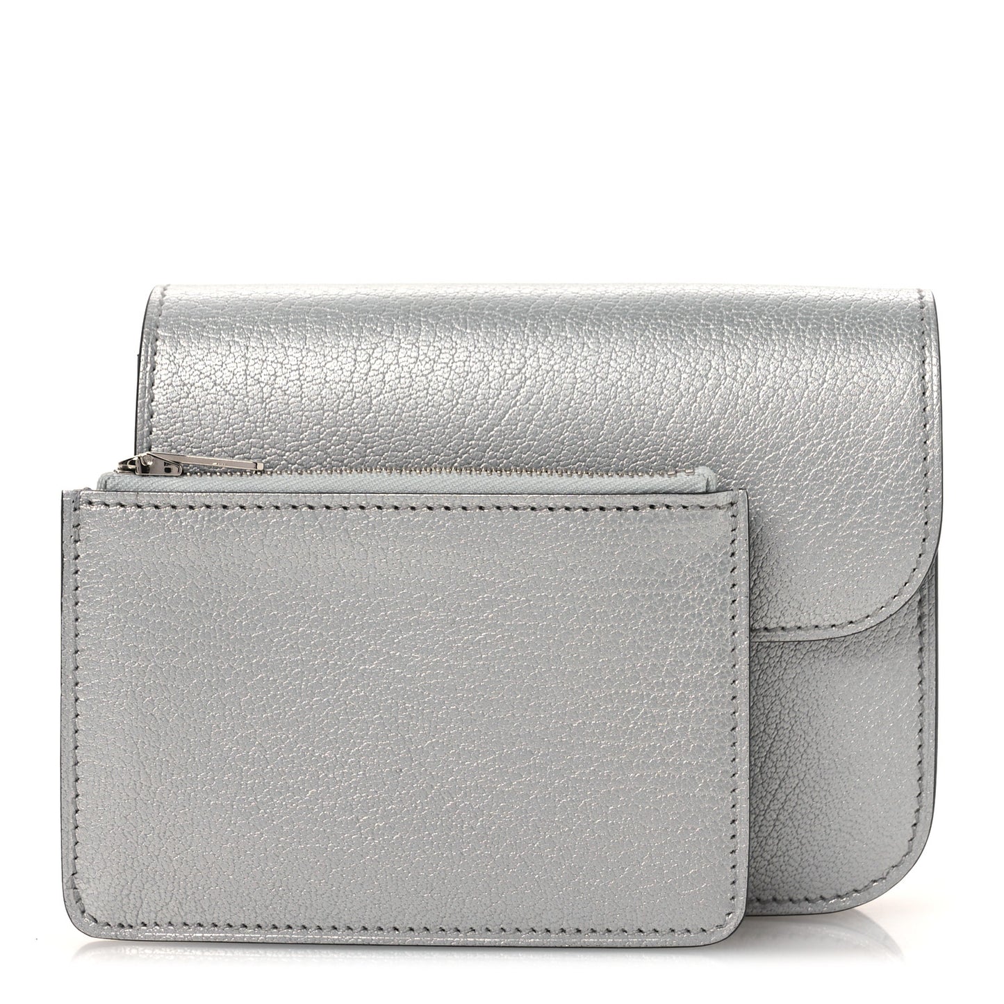 Metallic Chevre Chamkilight Constance Slim Wallet Argent