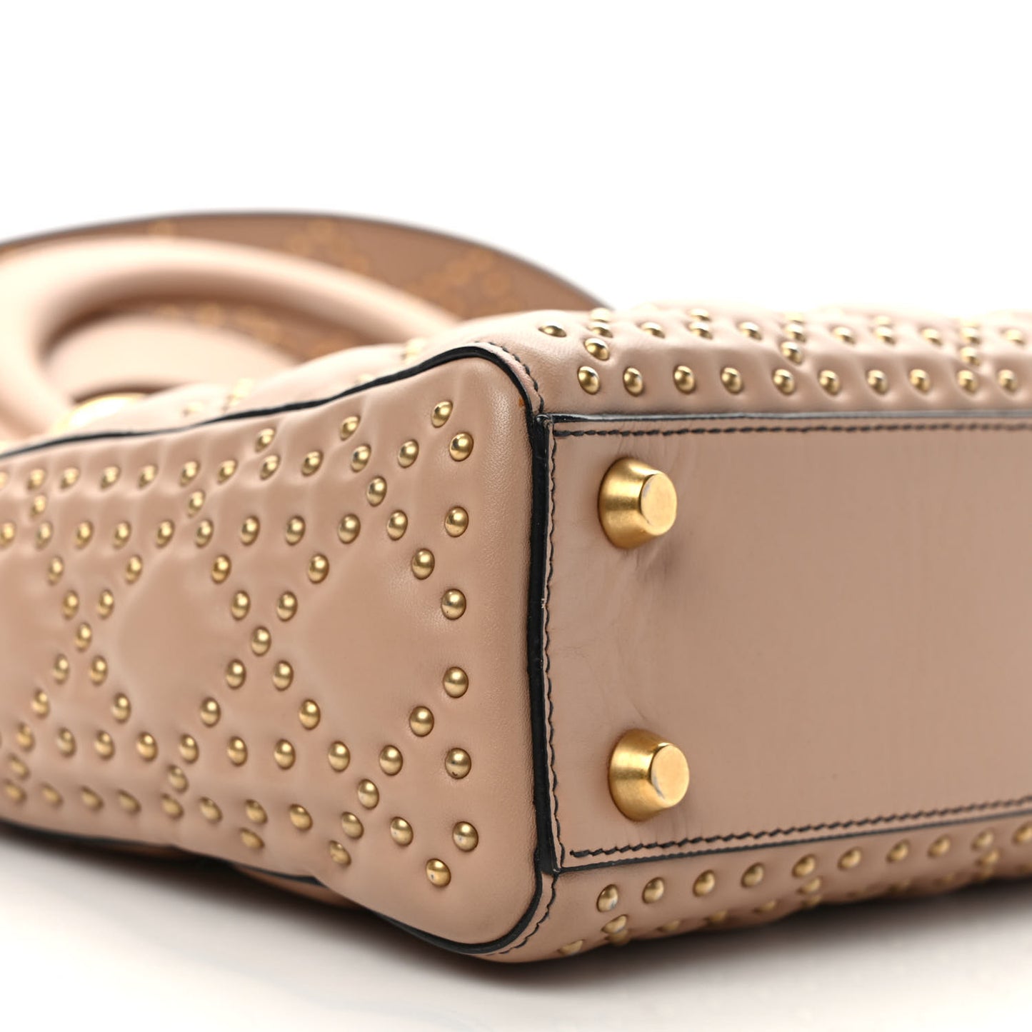 Calfskin Cannage Studded Small Supple Lady Dior Light Pink