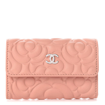 Chanel Goatskin Camellia Embossed Card Holder Wallet Light Pink 1 of 13