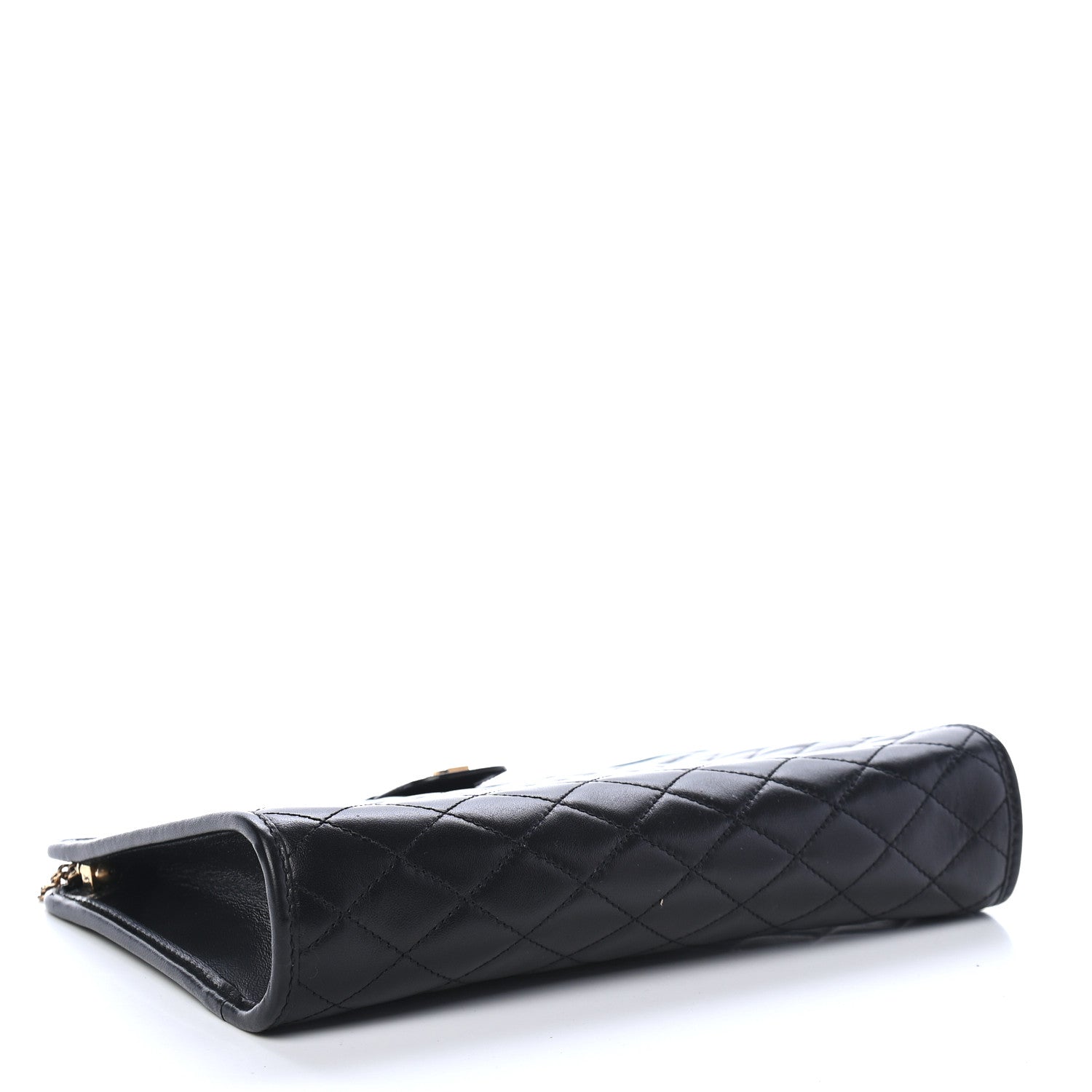 Saint Laurent Lambskin Quilted Monogram Baby Victoire Chain Clutch Bag Black 3 of 8