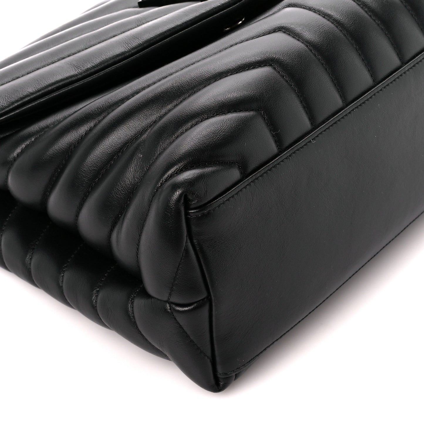 Calfskin Y Quilted Monogram Monochrome Medium Loulou Chain Satchel Black