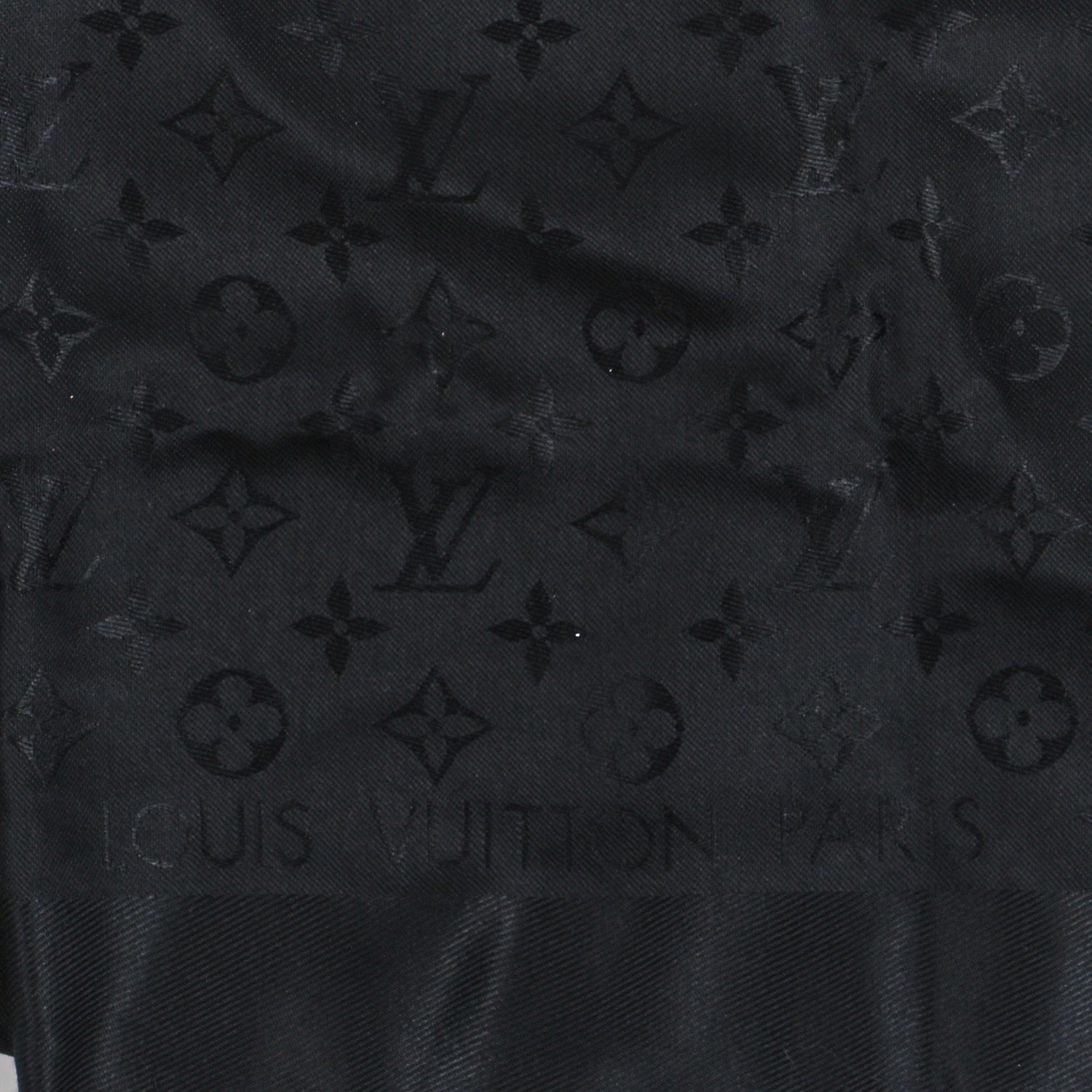 Louis Vuitton Silk Wool Monogram Shawl Black 2 of 3