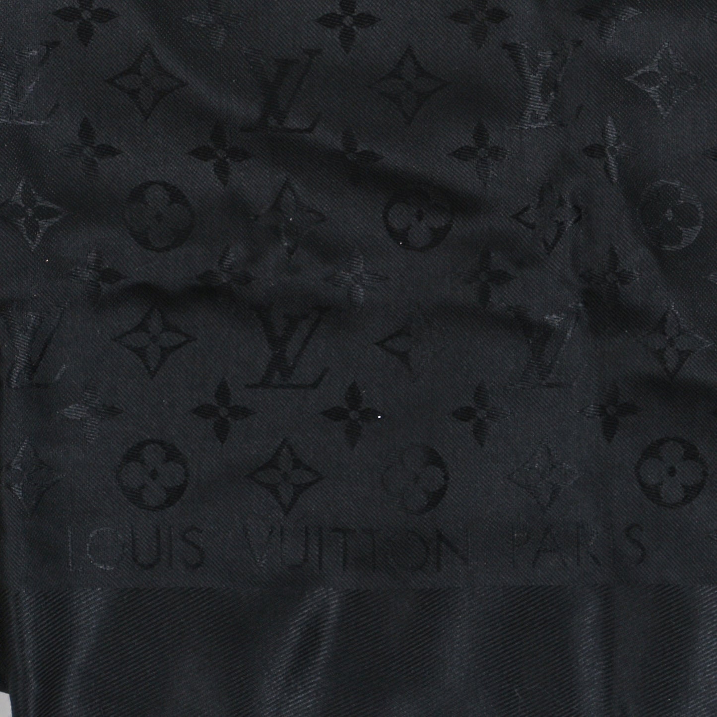 Silk Wool Monogram Shawl Black