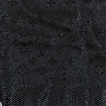 Louis Vuitton Silk Wool Monogram Shawl Black 2 of 3