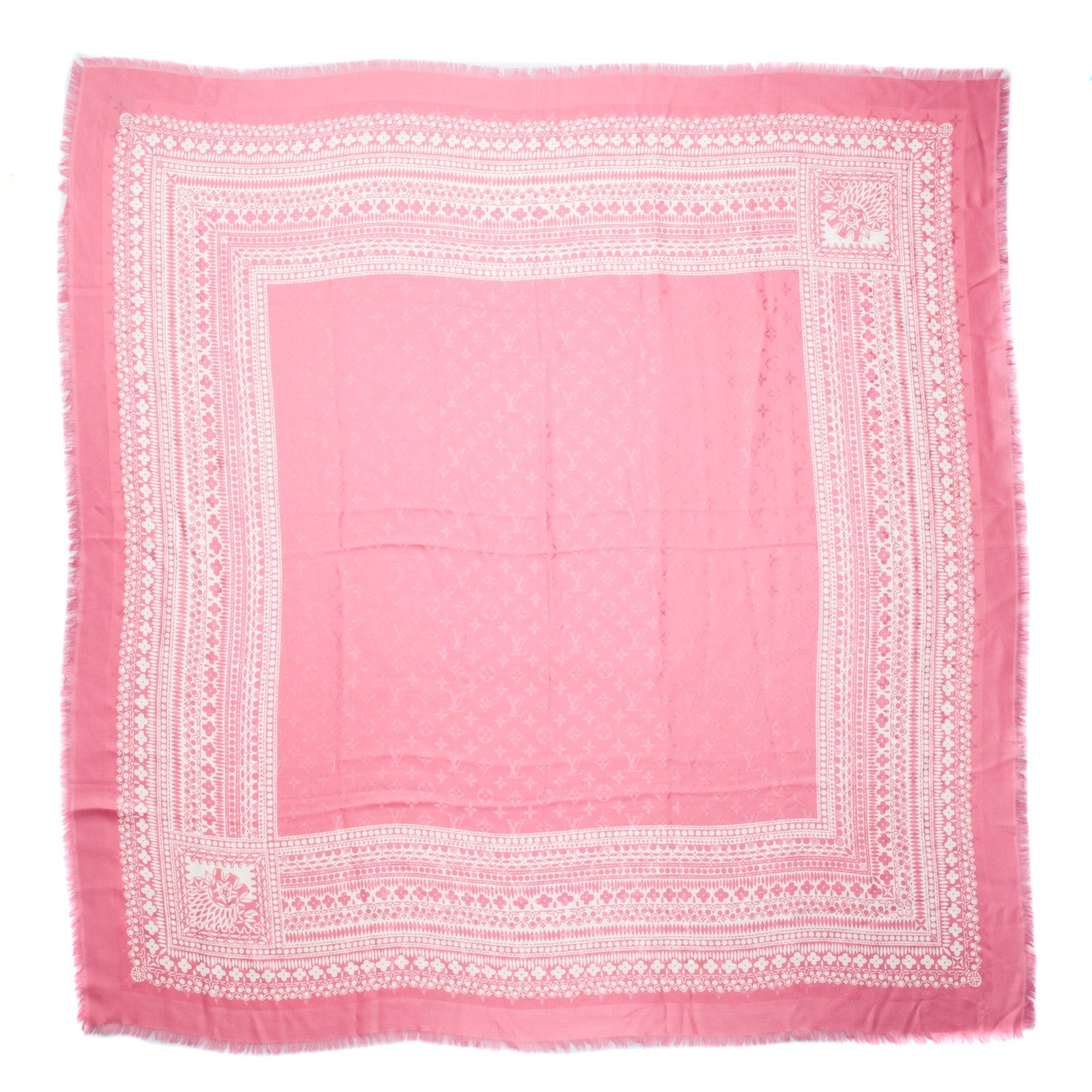 Louis Vuitton Silk Wool Amstramgram Shawl Pink 1 of 6