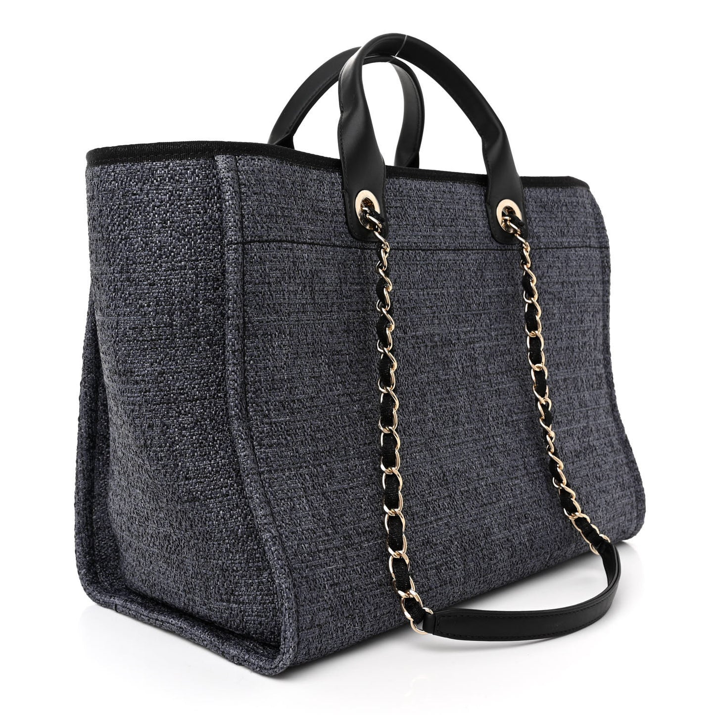 Lurex Boucle Medium Deauville Tote Black