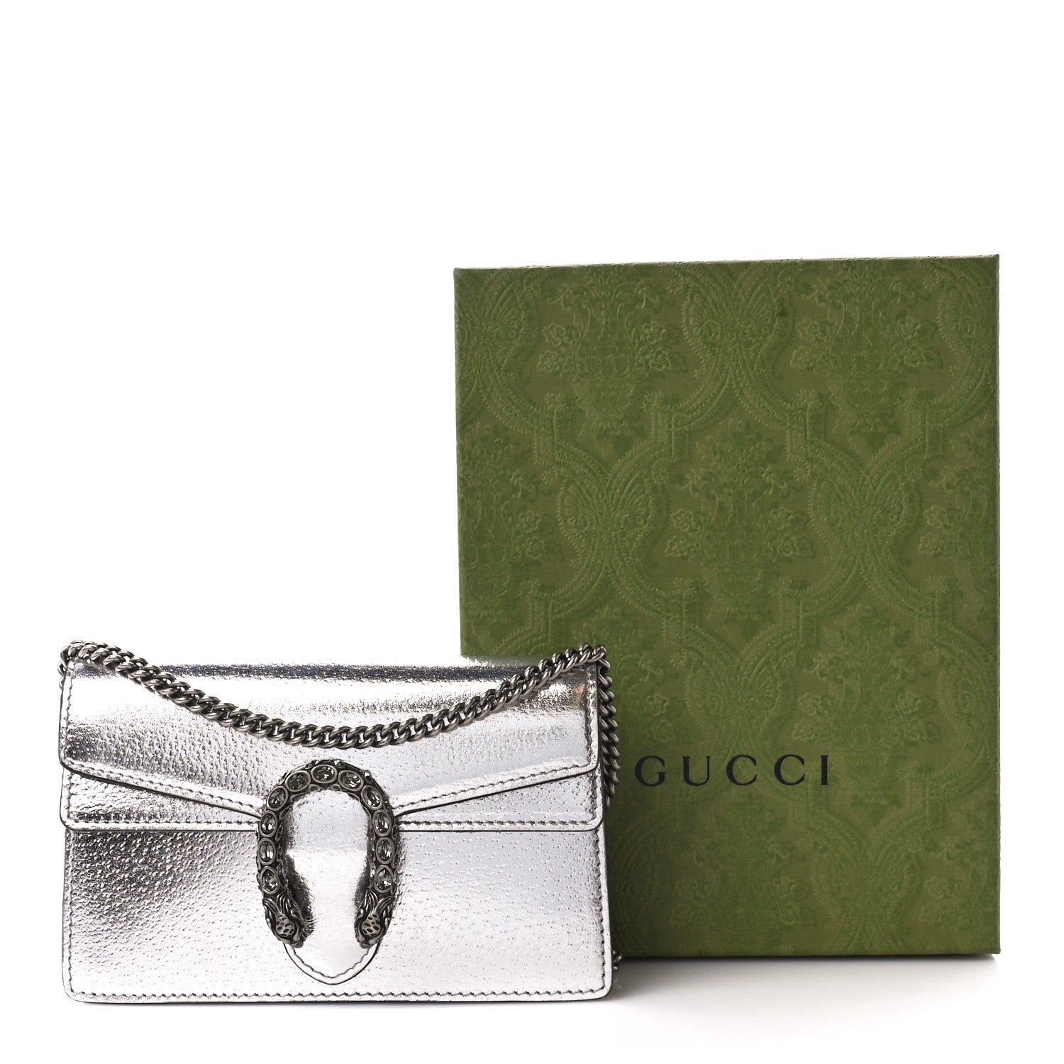 Gucci Metallic Calfskin Super Mini Dionysus Shoulder Bag Silver 13 of 13