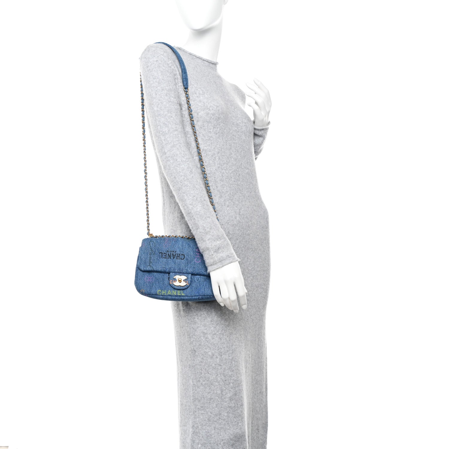Chanel Denim Quilted Mini Denim Mood Rectangular Flap Blue Multicolor 2 of 10