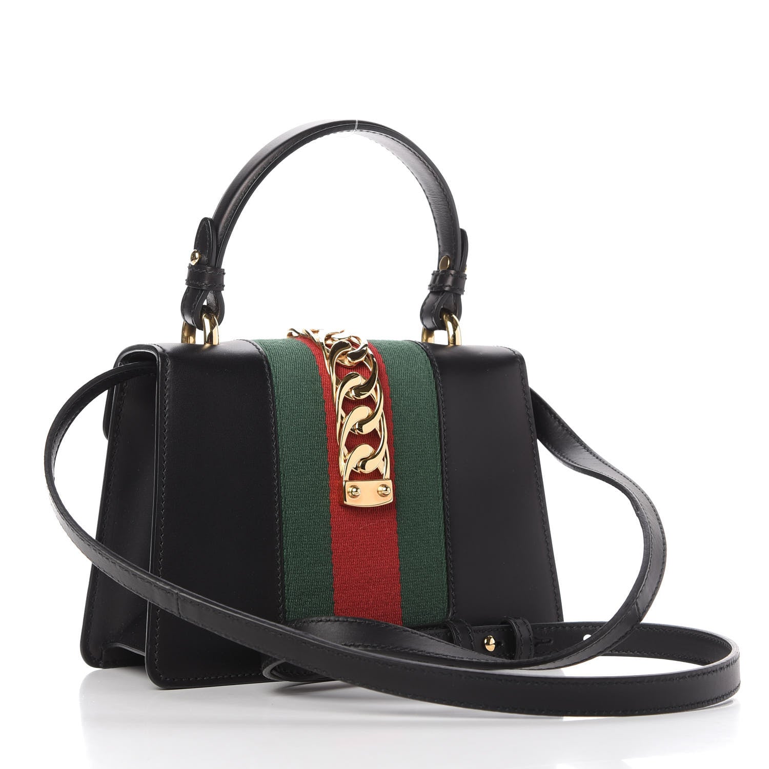 Gucci Calfskin Mini Sylvie Top Handle Bag Black 3 of 10