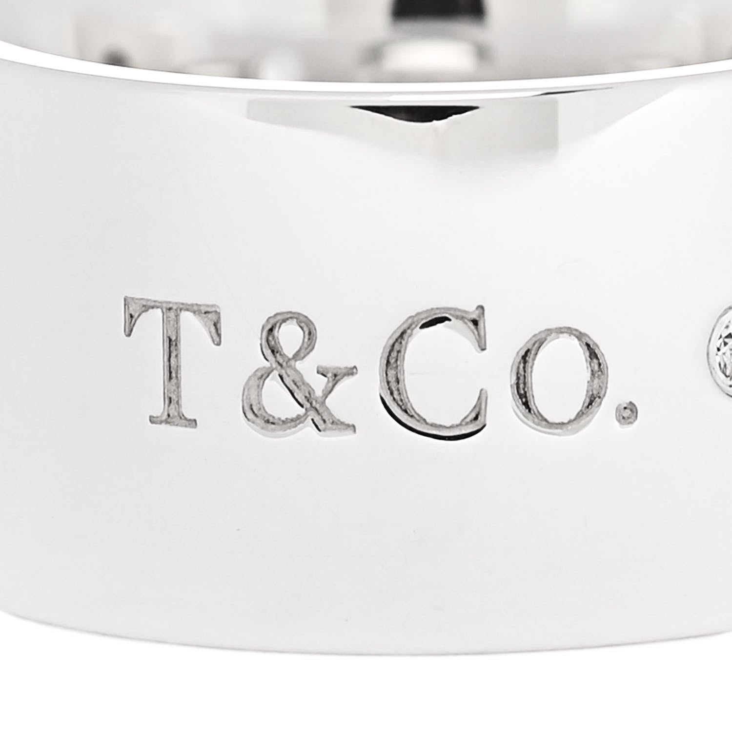 Tiffany Sterling Silver Diamond Wide Locks Band Ring 47 4 5 of 6