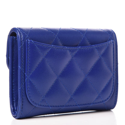 Chanel Lambskin Quilted Card Holder Wallet Blue 3 of 8