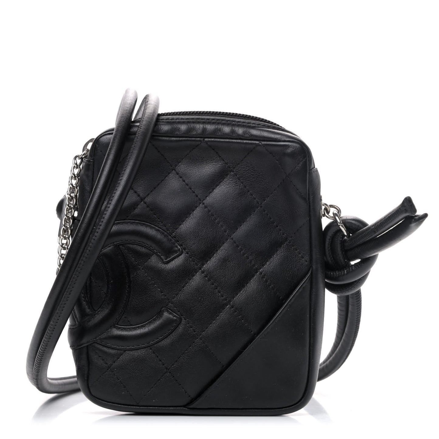 Calfskin Quilted Small Cambon Messenger Black