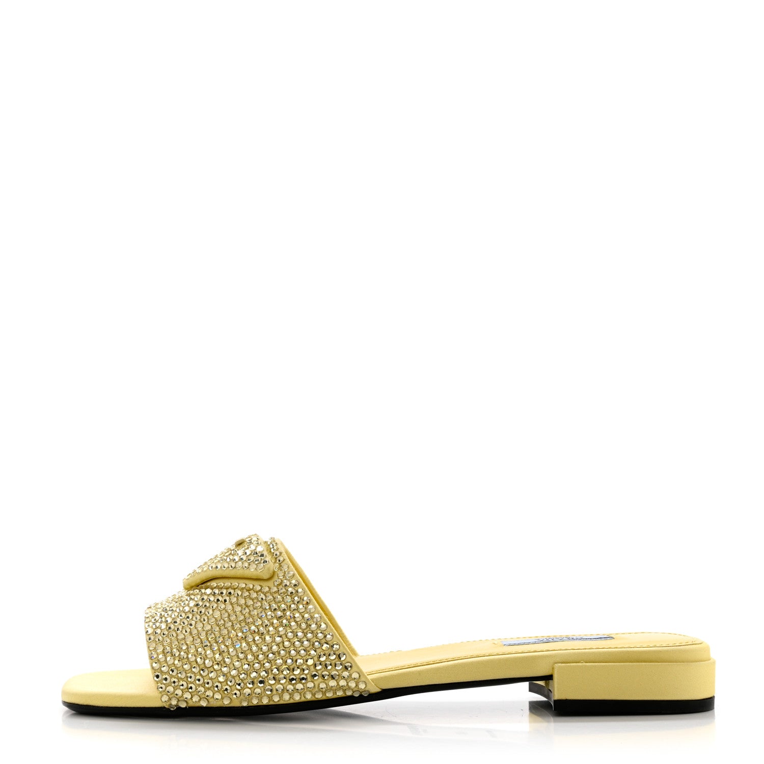 Prada Satin Crystal Logo 10mm Slide Sandals 40 Ananas 1 of 8