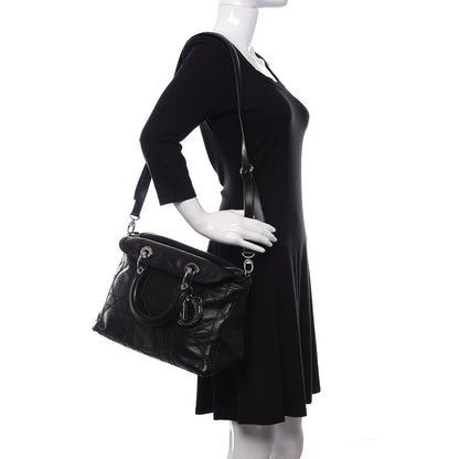 Christian Dior Lambskin Cannage Medium Granville Tote Black 2 of 14
