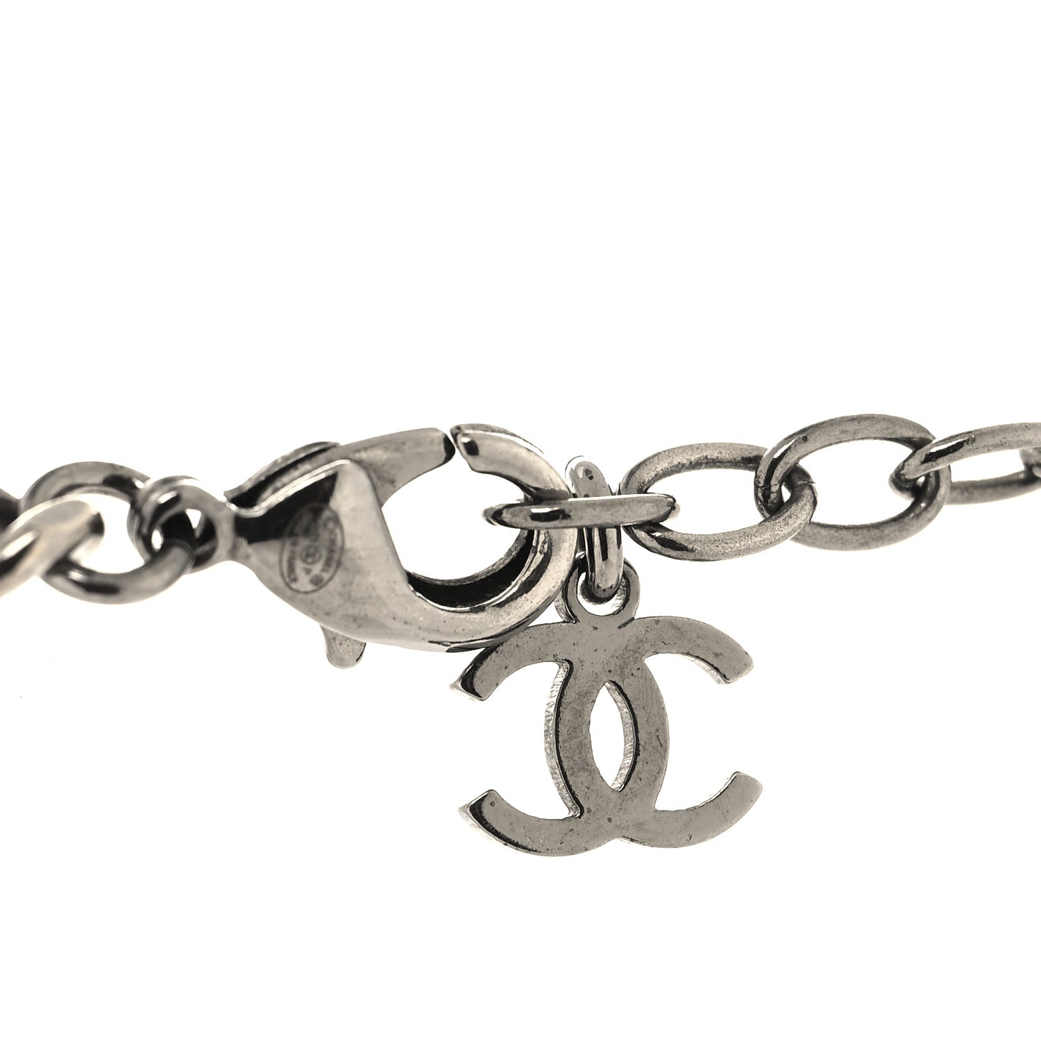 Chanel Crystal Large CC Necklace Silver 4 of 5