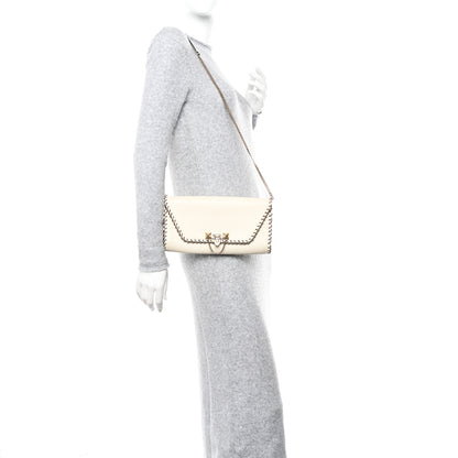 Valentino Garavani Vitello Groumette Demilune Chain Clutch Ivory 2 of 9