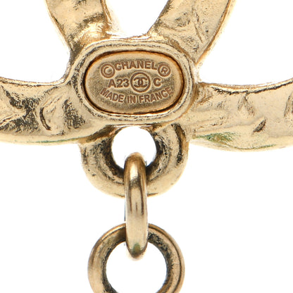 Chanel Crystal Stone CC Drop Earrings Blue Gold 3 of 4