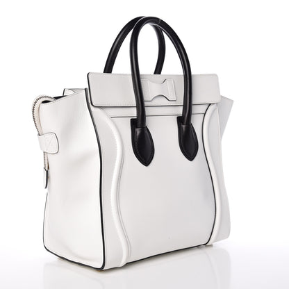 Celine Satin Calfskin Mini Bi-Color Luggage White Black 3 of 13