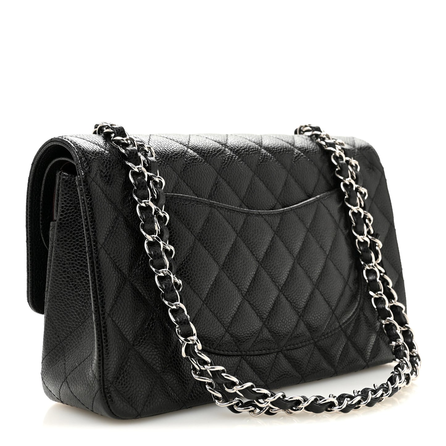 Caviar Quilted Medium Double Flap Black