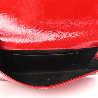 Saint Laurent Textured Patent Monogram Large Belle De Jour Clutch Red 5 of 10