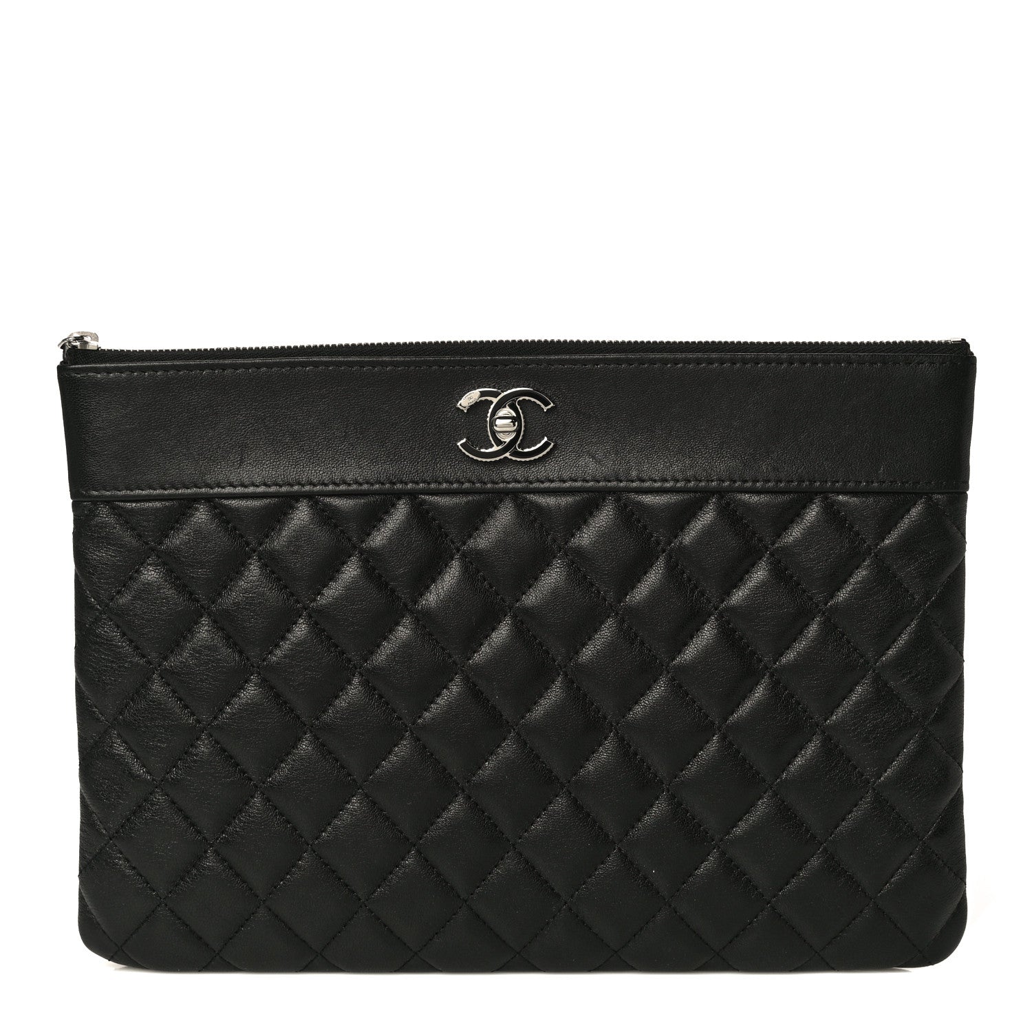 Chanel Sheepskin Quilted Medium Vintage Mademoiselle Cosmetic Case Black 1 of 14