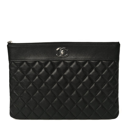Chanel Sheepskin Quilted Medium Vintage Mademoiselle Cosmetic Case Black 1 of 14