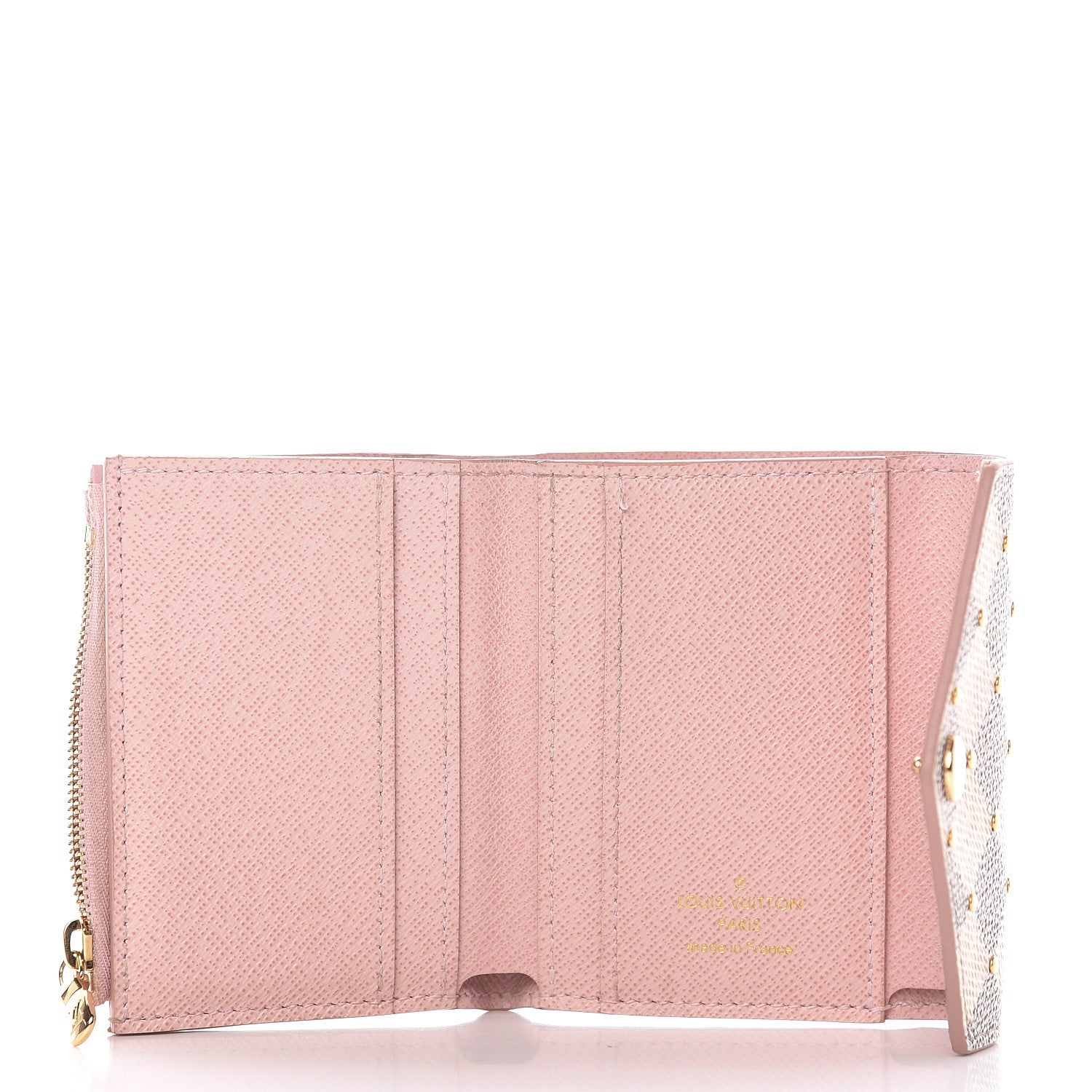 Louis Vuitton Damier Azur Studded Zoe Wallet Rose Ballerine 5 of 15