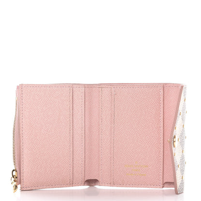 Louis Vuitton Damier Azur Studded Zoe Wallet Rose Ballerine 5 of 15
