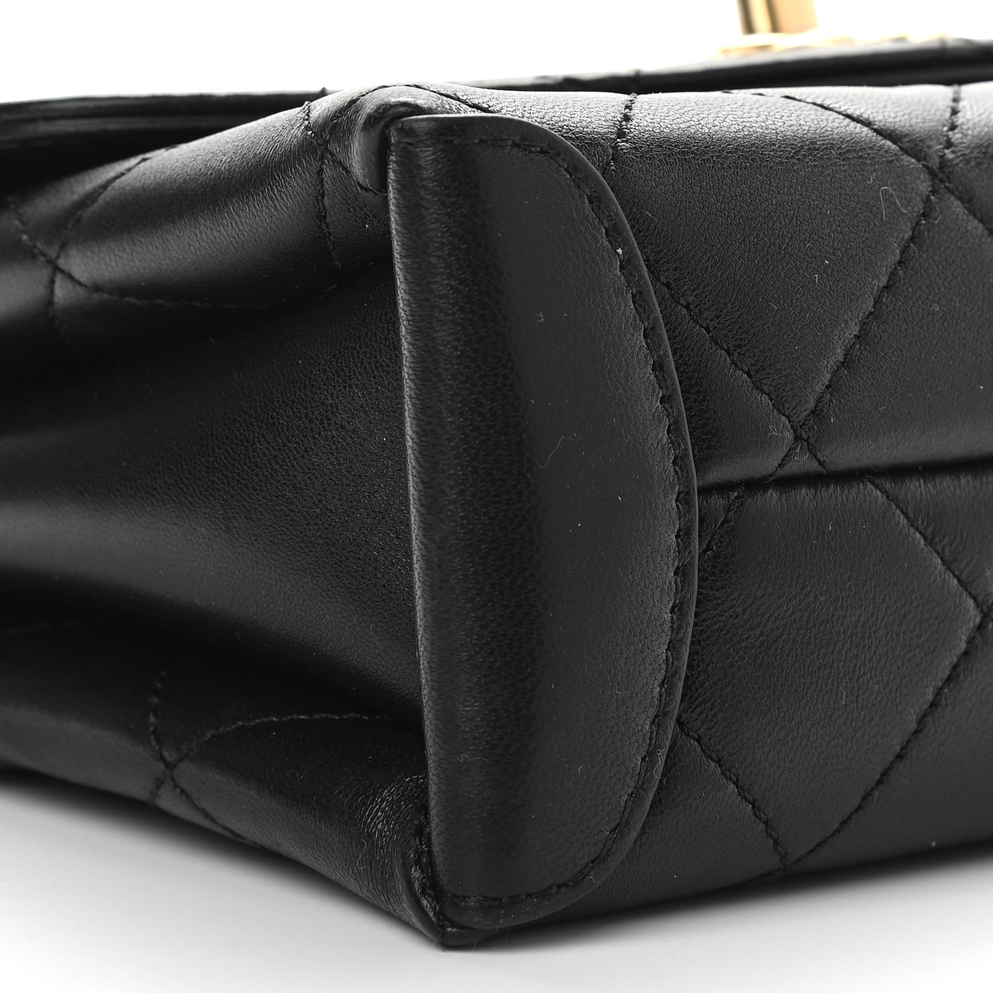 Lambskin Quilted Mini Trendy Spirit Top Handle Flap Black