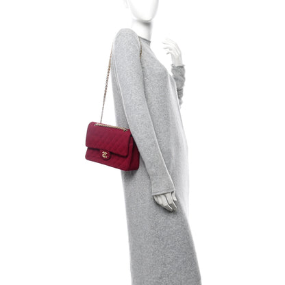 Chanel Jersey Quilted Medium Double Flap Bijoux Chain Dark Pink 2 of 10