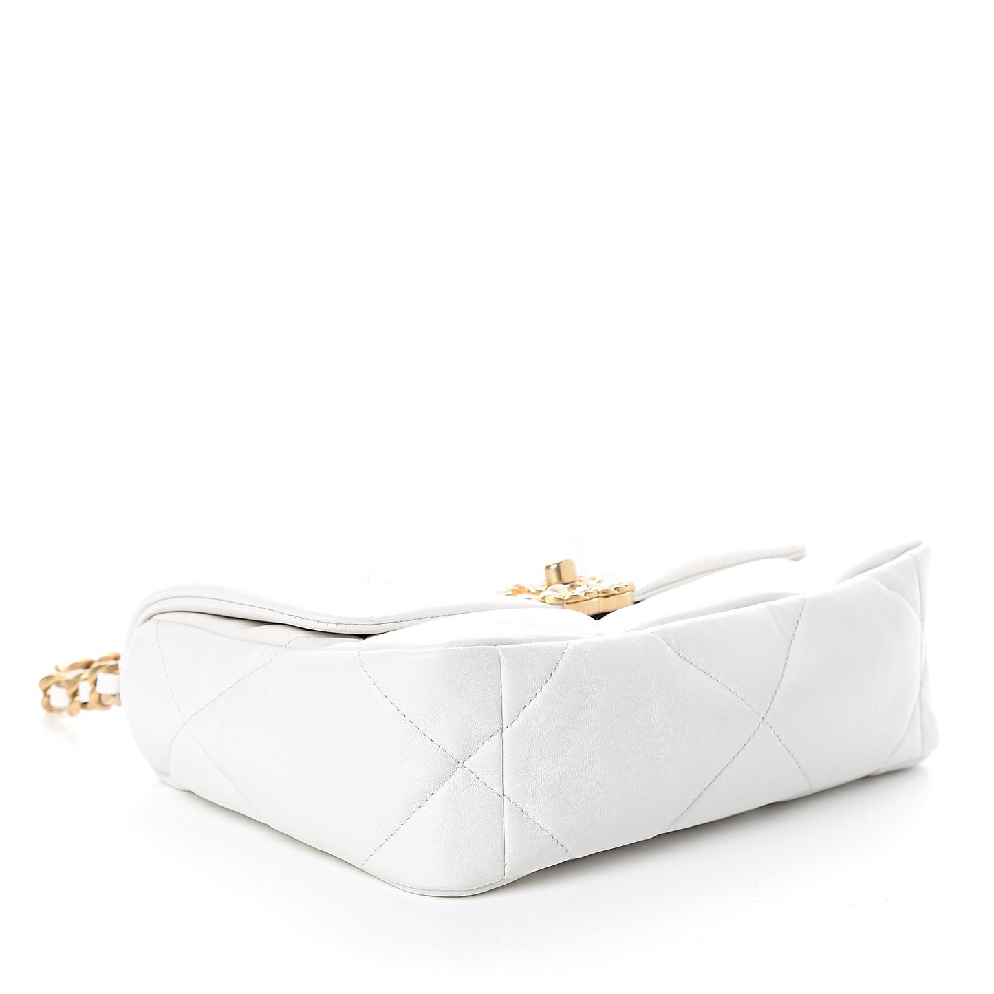 Goatskin Quilted Medium 19 Flap White