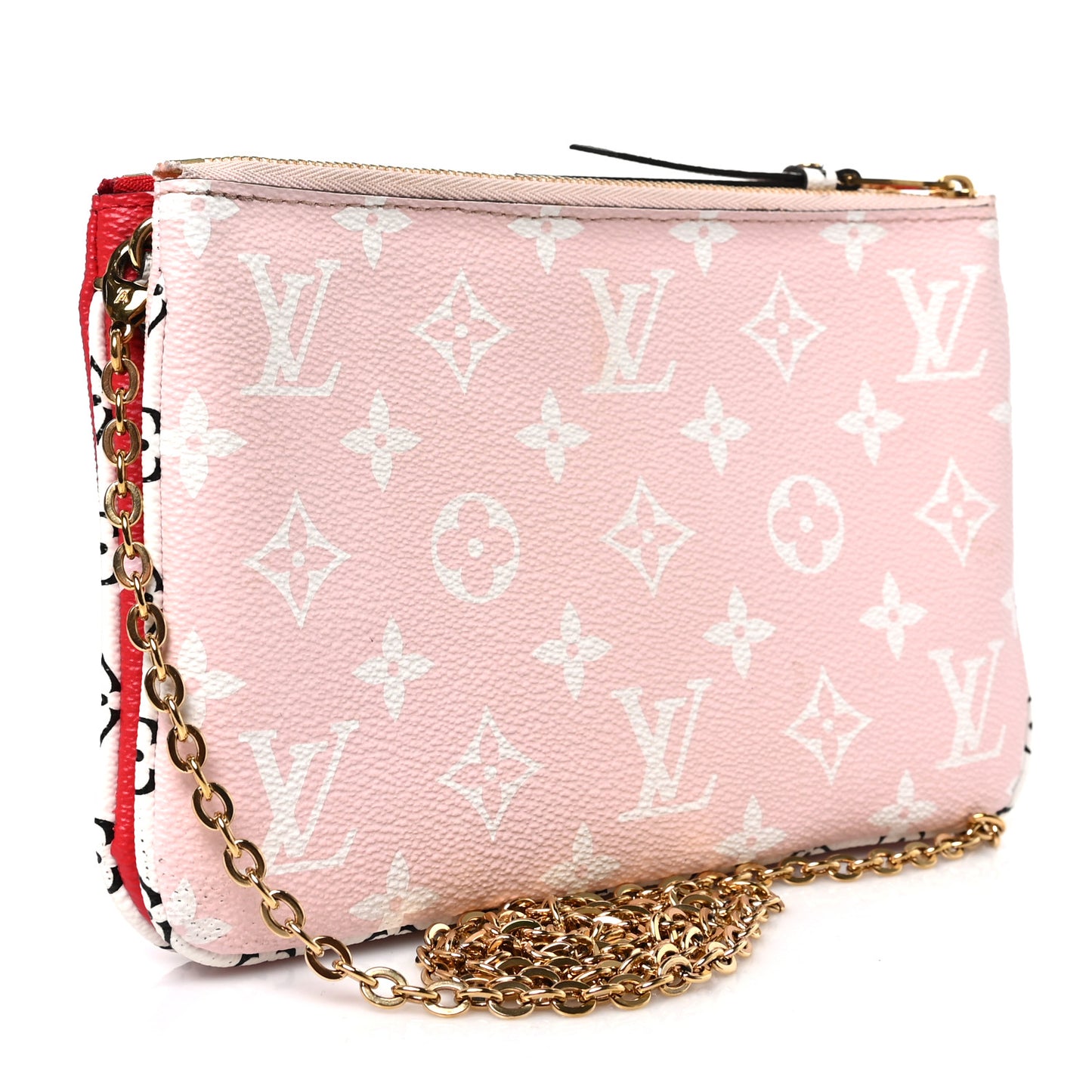 Monogram Giant Double Zip Pochette Rouge