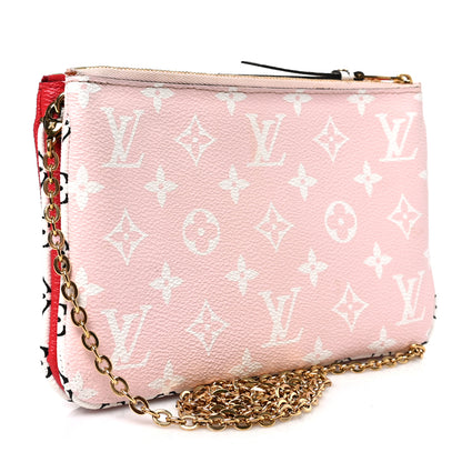 Louis Vuitton Monogram Giant Double Zip Pochette Rouge 2 of 7