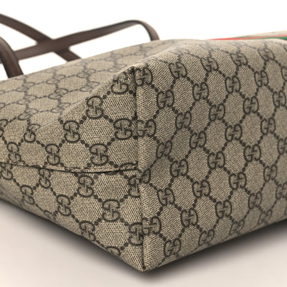 Gucci GG Supreme Monogram Textured Calfskin Web Medium Ophidia Shopping Tote Beige Ebony New Acero 8 of 9