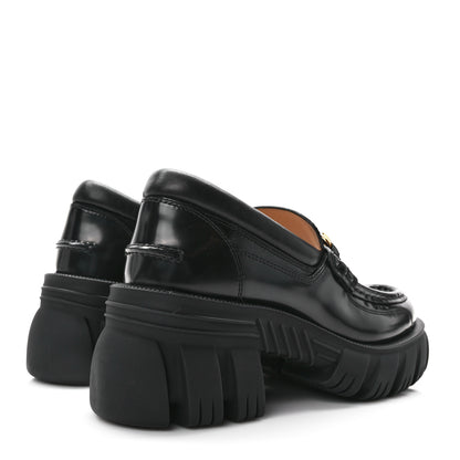 Gucci Magnum Calfskin Nappa Samoa Womens Horsebit Platform Chunky Lug Sole 40mm Loafers 37 Black 4 of 8