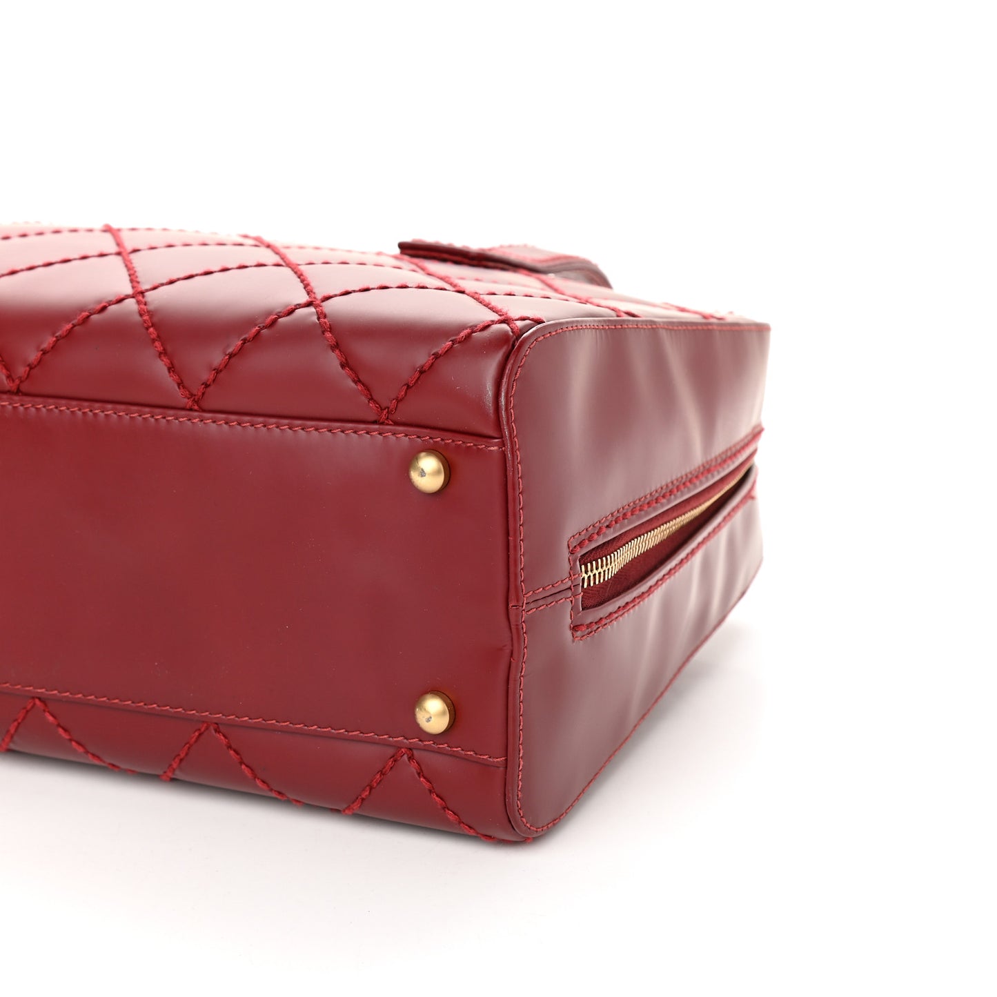 Calfskin Stitch Surpique Bowler Red