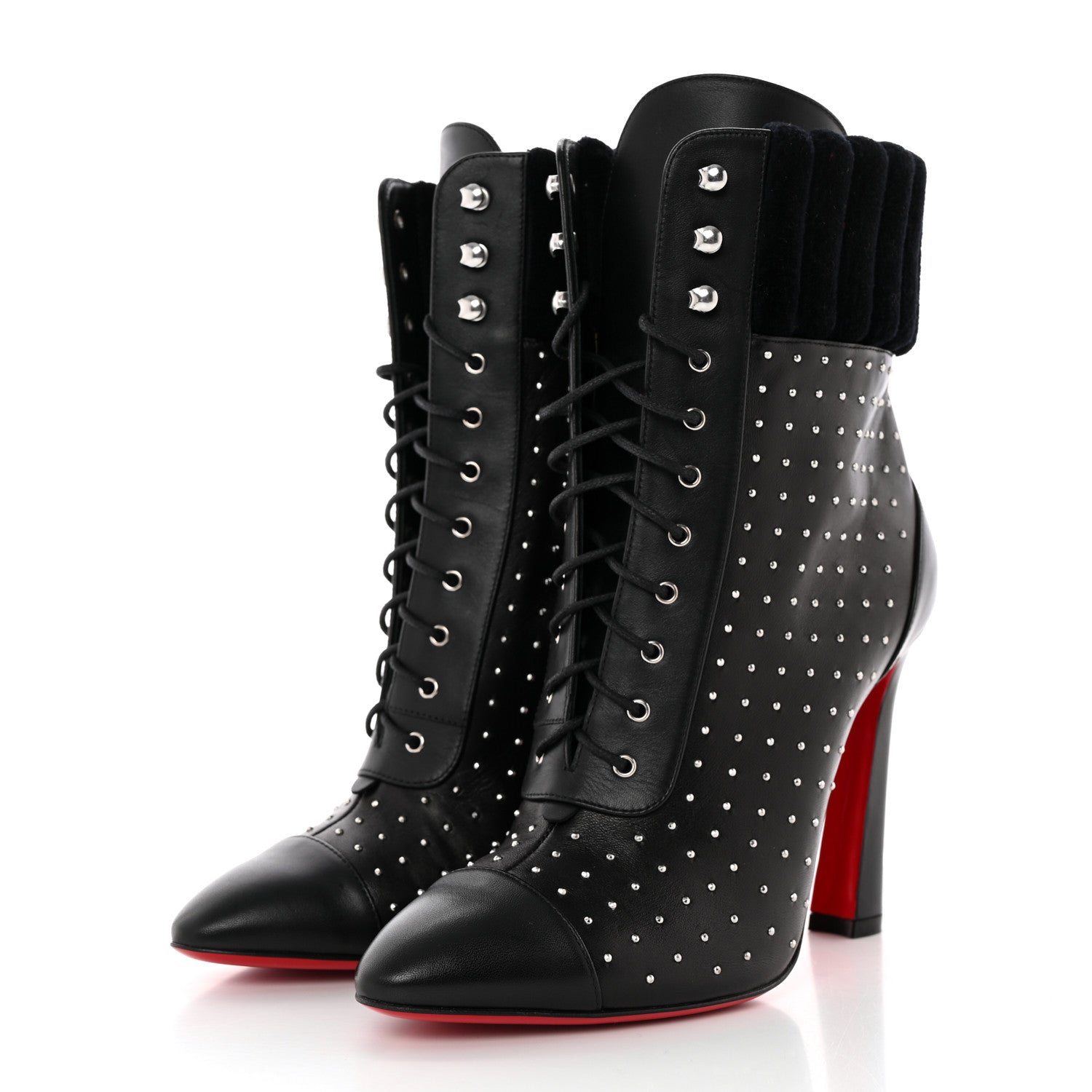 Christian Louboutin Calfskin Studded Dakita 100 Booties 37 Black 3 of 10