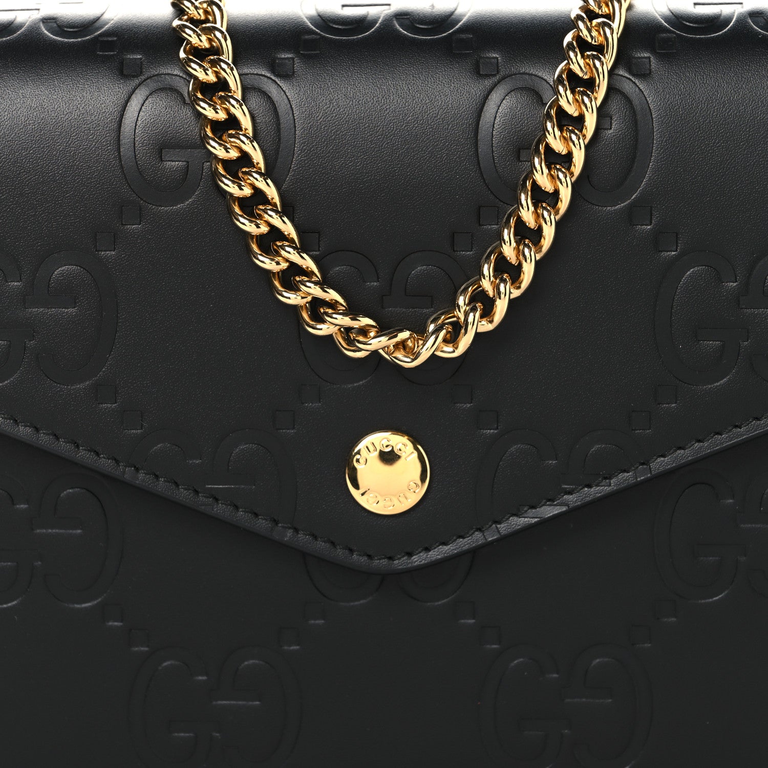 Gucci Calfskin GG Debossed Chain Wallet Black 7 of 9