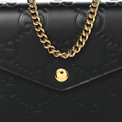 Gucci Calfskin GG Debossed Chain Wallet Black 7 of 9