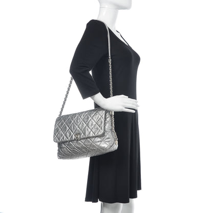 Chanel Metallic Crumpled Calfskin Big Bang Flap Bag Silver 2 of 12