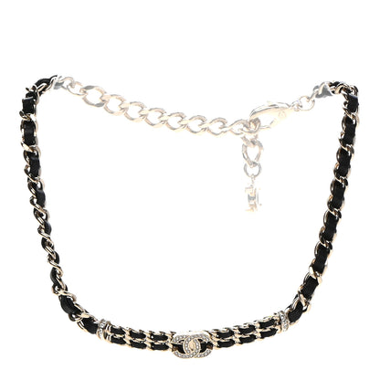 Chanel Metal Lambskin Crystal CC Choker Necklace Black Gold 3 of 5