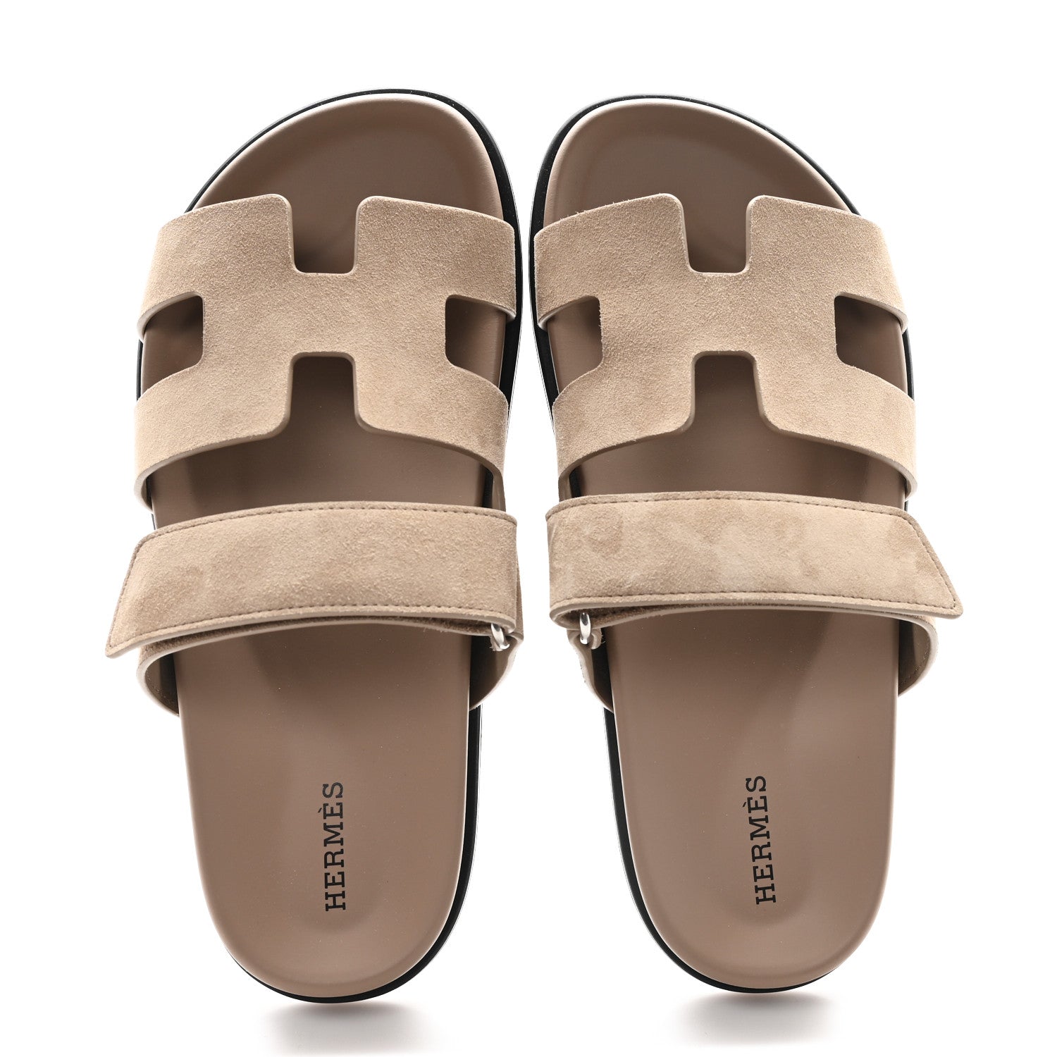 Hermes Suede Goatskin Womens Chypre Sandals 37.5 Beige Sable 2 of 10