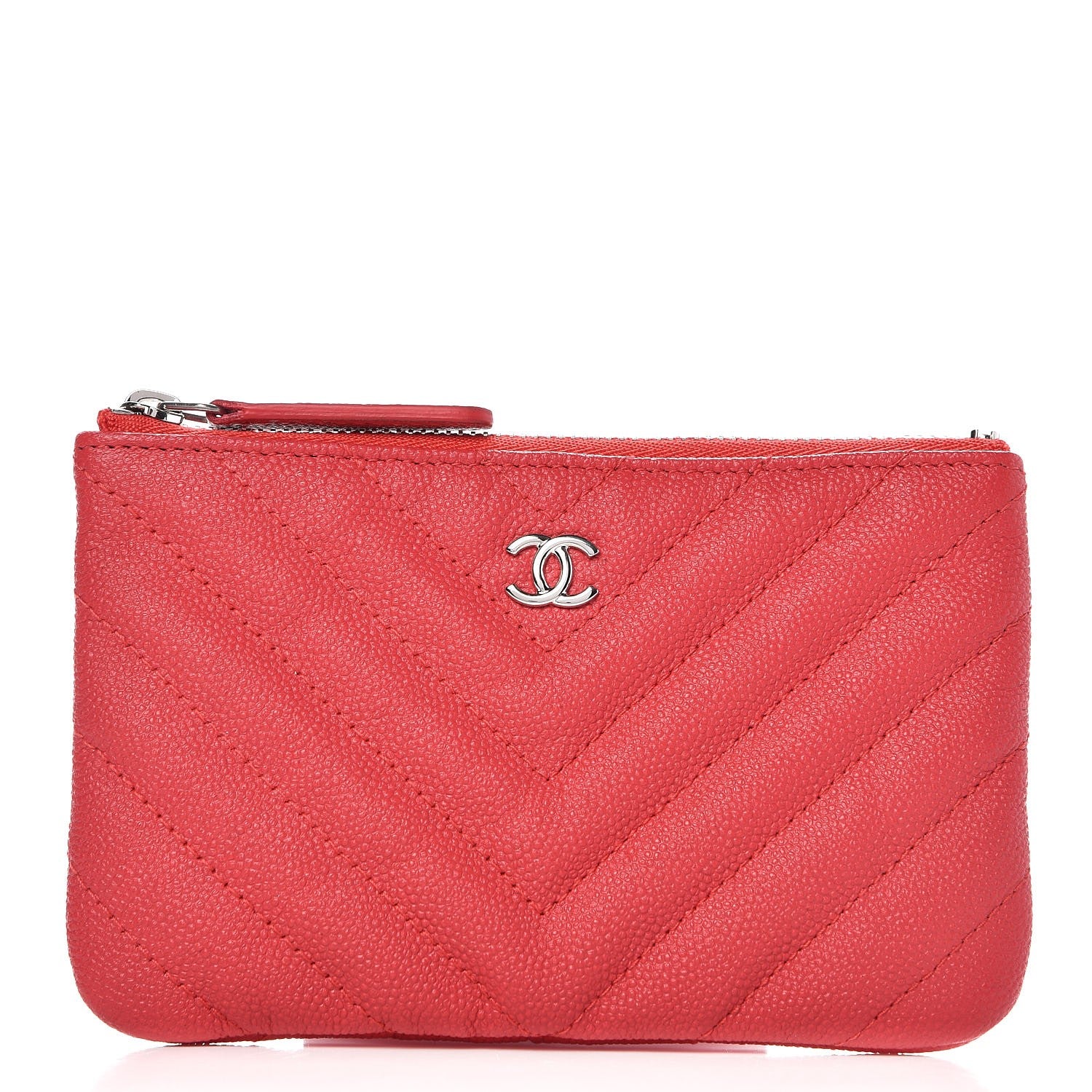 Chanel Calfskin Chevron Small Cosmetic Case Pink 1 of 8