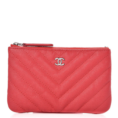 Chanel Calfskin Chevron Small Cosmetic Case Pink 1 of 8