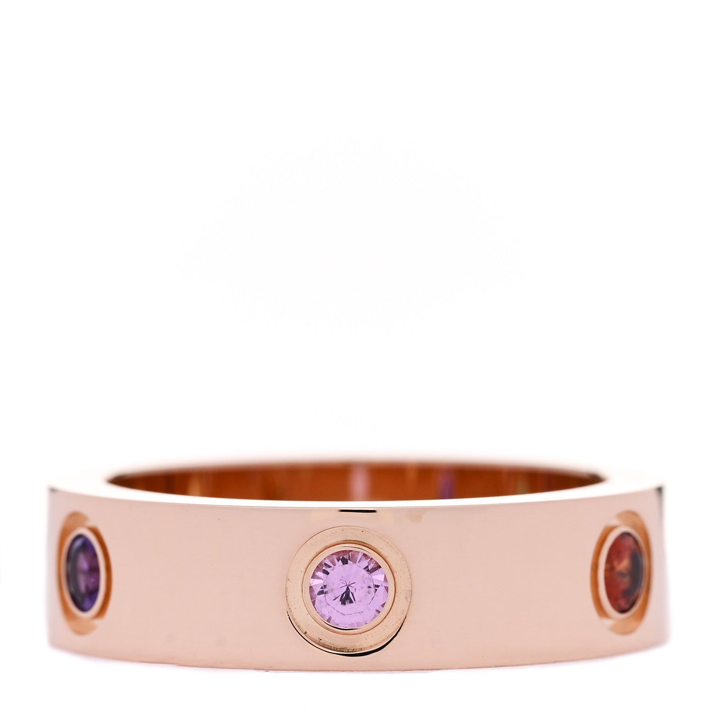 18K Pink Gold Sapphire Garnet Amethyst 5.5mm LOVE Ring 54 7